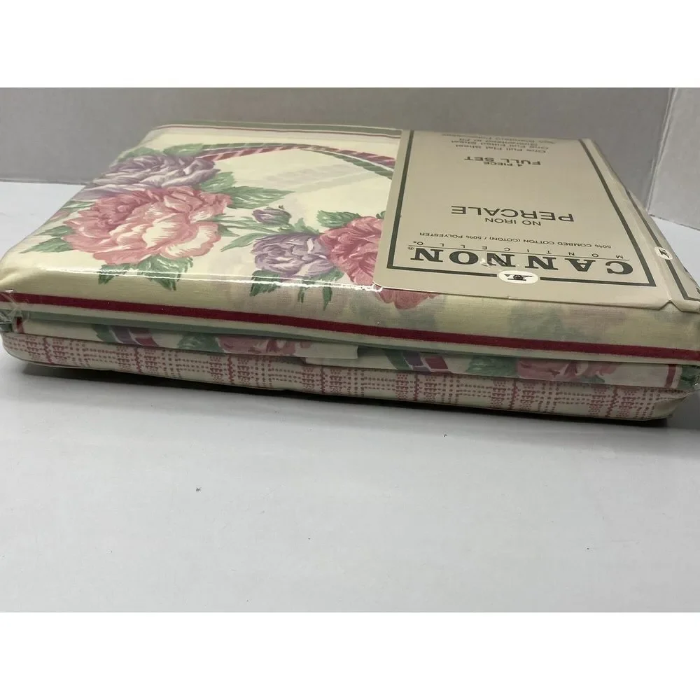 Cannon Monticello Full Flat Sheet VTG New Sealed Complete Set Nice Pattern‎
